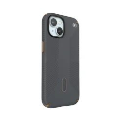 Speck Presidio 2 Grip MagSafe ClickLock Phone Case for iPhone 15, Charcoal Gray/Cool Bronze (150439-3212)