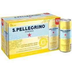 S.Pellegrino Essenza Lemon & Lemon Zest Flavored Mineral Water, 11.15 fl. oz. Cans, 8/Pack (12394352)