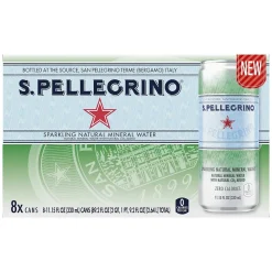 S.Pellegrino Sparkling Natural Mineral Water, 11.15 Fl oz. Cans (8 Count), 8/Pack (12394227)