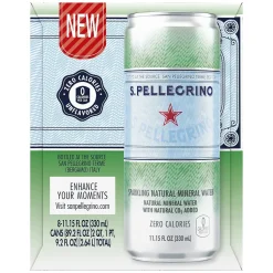 S.Pellegrino Sparkling Natural Mineral Water, 11.15 Fl oz. Cans (8 Count), 8/Pack (12394227)