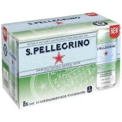 S.Pellegrino Sparkling Natural Mineral Water, 11.15 Fl oz. Cans (8 Count), 8/Pack (12394227)