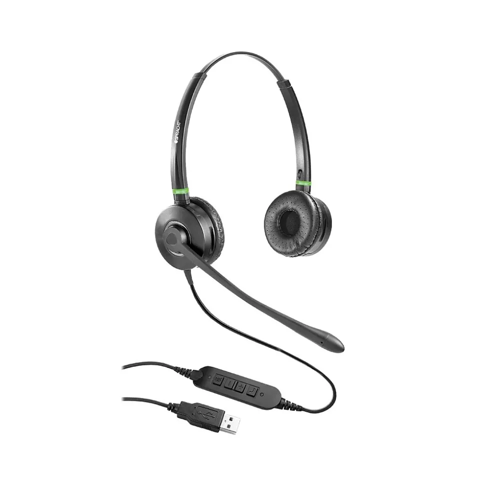 Spracht Wired Noise Canceling Stereo On Ear Computer Headset, Black (HS-WD-USB-2)