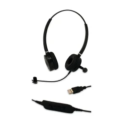 Spracht Wired Noise Canceling Stereo On Ear Computer Headset, Black (HS-WD-USB-2)