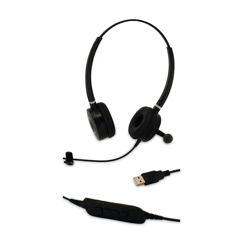 Spracht Wired Noise Canceling Stereo On Ear Computer Headset, Black (HS-WD-USB-2)