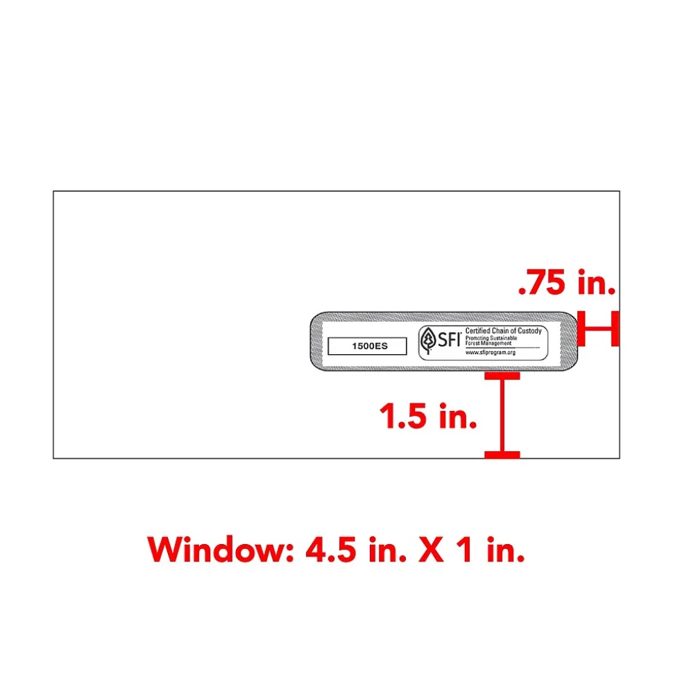 Standard Claim Right Window Envelopes, 4.5 x 9.5, Self-Seal, 500/Box