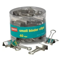 Staples 0.75" Binder Clips, Small, Silver, 40/Pack (32006)