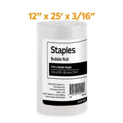 Staples 3/16" Bubble Roll, 12" x 25', Clear (4069426)