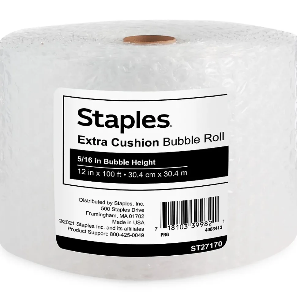 Staples® 5/16" Bubble Roll, UPSable, 12" x 100' (4072833)