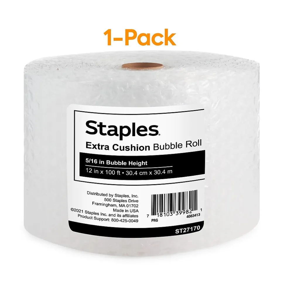 Staples® 5/16" Bubble Roll, UPSable, 12" x 100' (4072833)