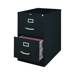 Staples 2 File Drawers Vertical File Cabinet, Locking, Black, Legal, 26.5"D (13447D)