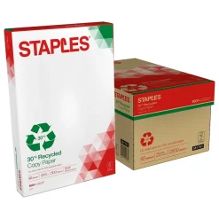 Staples 30% Recycled 11" x 17" Copy Paper, 20 lbs., 92 Brightness, 500 Sheets/Ream, 5 Reams/Carton (112390)