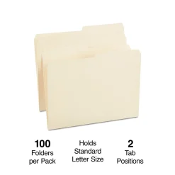 Staples 30% Recycled File Folders, 1/2 Cut Tab, Letter Size, Manila, 100/Box (ST116855-CC)