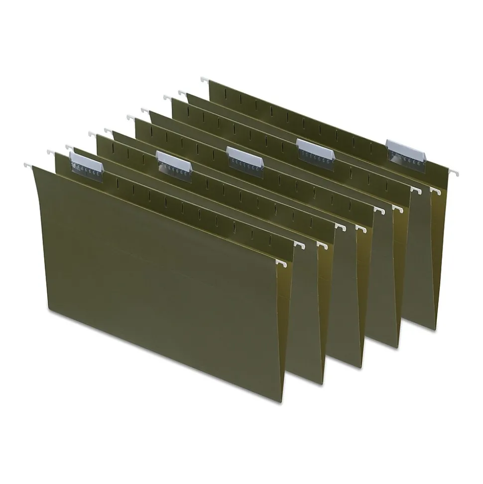 Staples 95% Recycled Hanging File Folder, 1/5-Cut Tab, Legal Size, Standard Green, 50/Box (ST490853/490853)