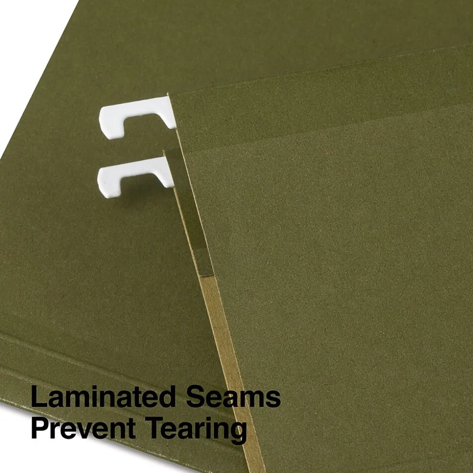 Staples 100% Recycled Hanging File Folder, 1/5-Cut Tab, Legal Size, Standard Green, 25/Box (ST16402/TR16402)