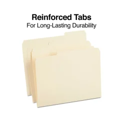 Staples 100% Recycled Heavyweight Reinforced File Folders, 1/3-Cut Tab, Letter Size, Manila, 50/Box (ST452830/452830)