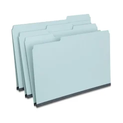 Staples 60% Recycled Heavyweight File Folders, 1/3-Cut Tab, Legal Size, Light Blue, 25/Box (ST621318)