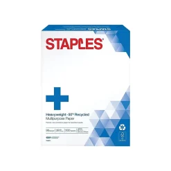 Staples 50% Recycled Heavyweight 8.5" x 11" Multipurpose Paper, 28 lbs., 96 Brightness, 500/Ream (86058)