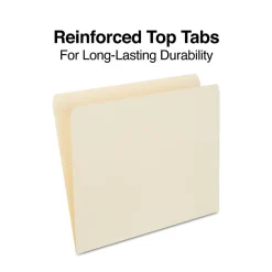 Staples 30% Recycled Reinforced File Folders, Single Tab, Letter Size, Manila, 100/Box (ST508820/508820)