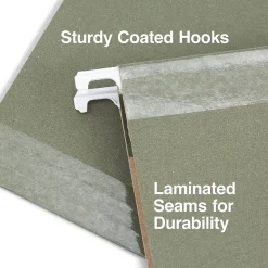 Staples 100% Recycled Reinforced Hanging File Folder, 1/5-Cut Tab, Letter Size, Standard Green, 25/Box (TR16403)