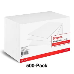 Staples 5" x 8" Index Cards, Blank, White, 500/Pack (TR51005)