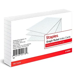 Staples 3" x 5" Index Cards, Graph Ruled, White, 100/Pack (TR50996)