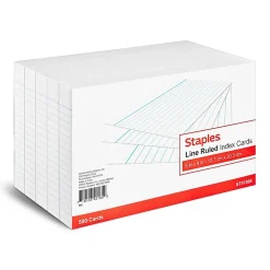 Staples 5" x 8" Index Cards, Lined, White, 500/Pack (TR51006)