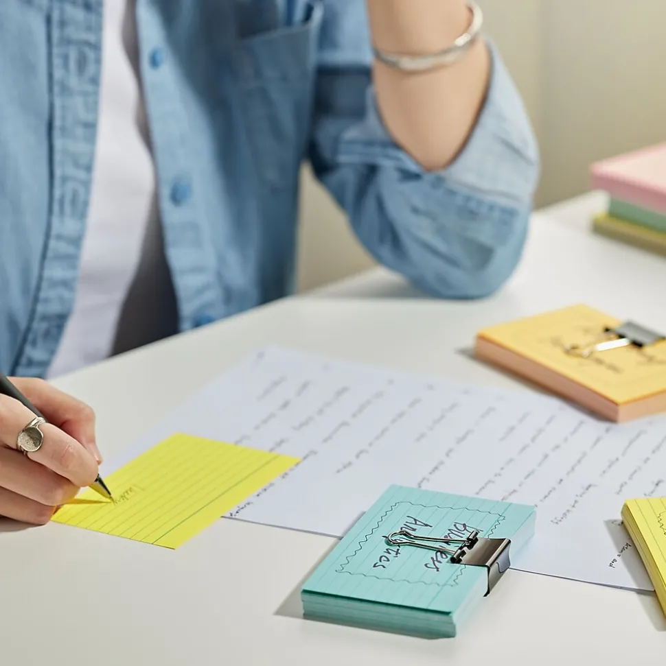 Staples 3" x 5" Index Cards, Lined, Assorted Colors, 100/Pack (TR51004)