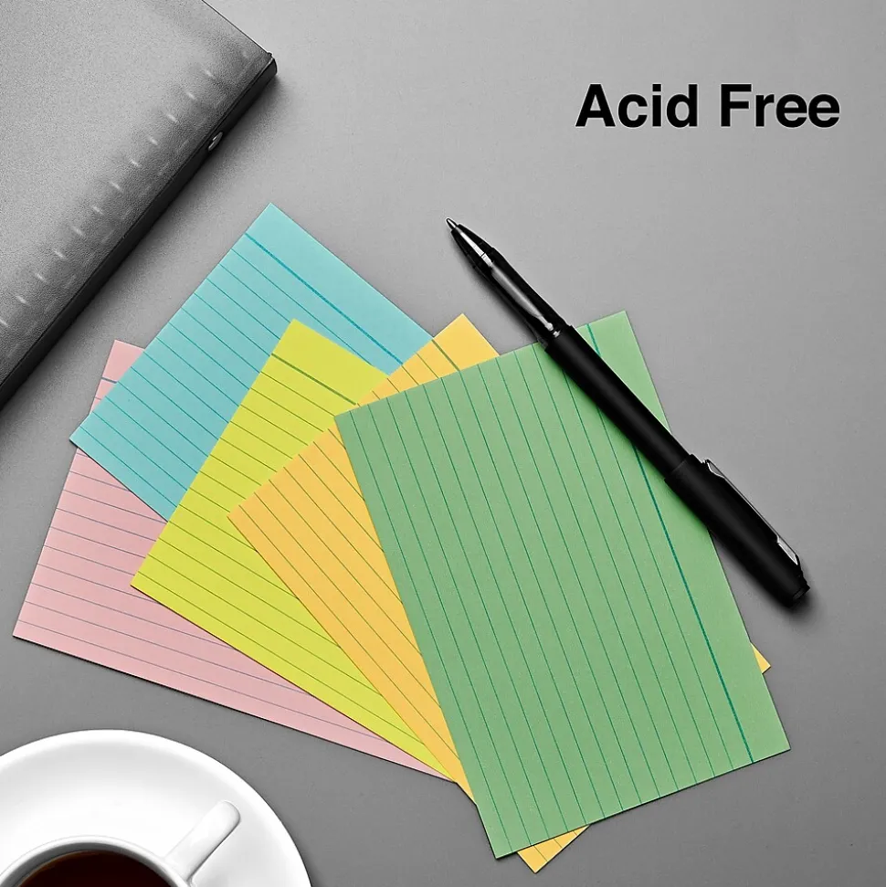 Staples 4" x 6" Index Cards, Lined, Assorted Colors, 300/Pack (TR51000)