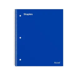 StaplesĀ® Accel Poly 2-Subject Subject Notebooks, 8.5" x 11", College Ruled, 75 Sheets, Assorted (36739)