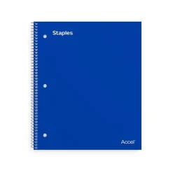 Staples Accel 3-Subject Notebook, 8.5" x 11", College Ruled, 150 Sheets, Assorted Colors (ST15758D)