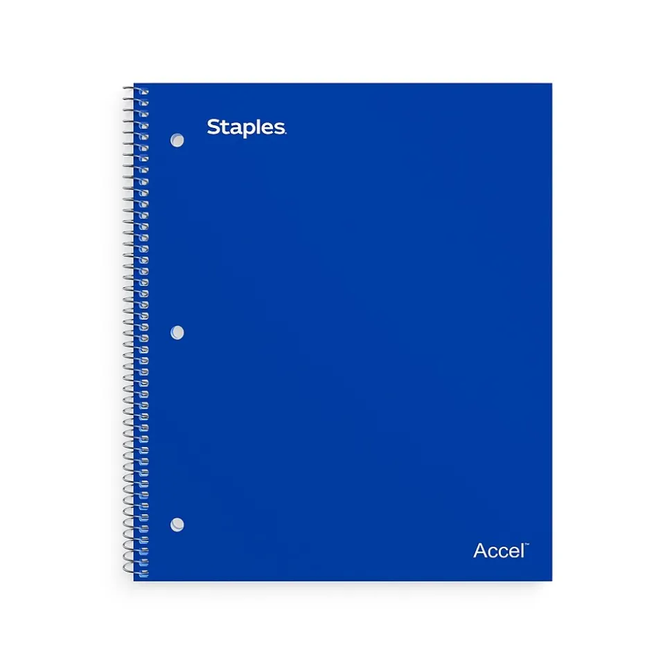 Staples® Accel 5-Subject Notebook, 8.5" x 11", College Ruled, 200 Sheets, Assorted Colors (ST15761D)