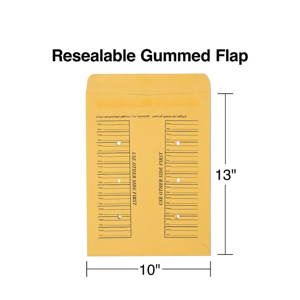 Staples Adhesive Inter-Departmental Kraft Envelope, 10" x 13", Brown, 100/Box (SPL391542)