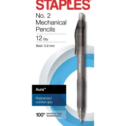 Staples Aura Mechanical Pencil, 0.9mm, #2 Medium Lead, Dozen (50441)