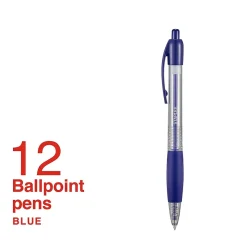 Staples Ballpoint Retractable Pens, Fine Point, Blue Ink, Dozen (50788)