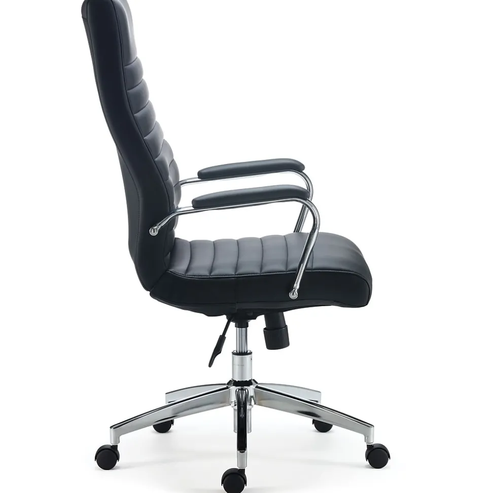 Staples Bentura Ergonomic Bonded Leather Swivel Managers Chair, Black (53234)