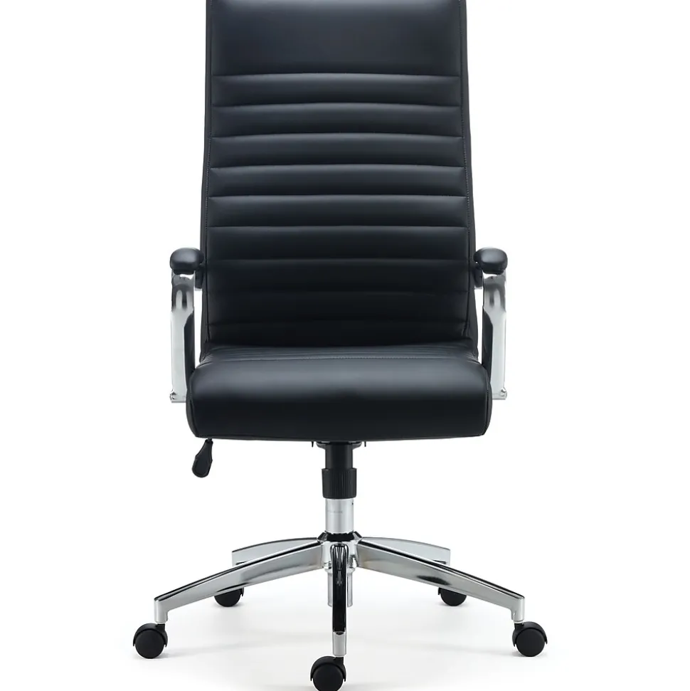Staples Bentura Ergonomic Bonded Leather Swivel Managers Chair, Black (53234)