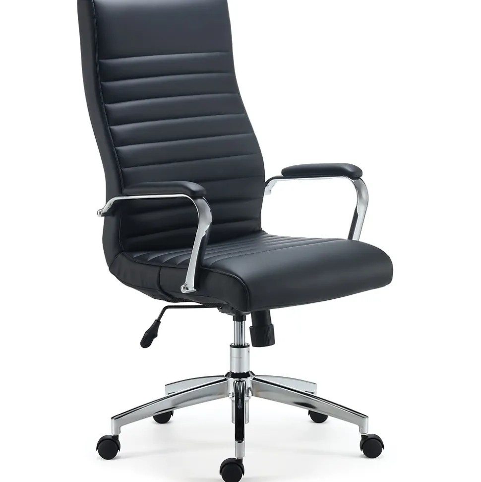 Staples Bentura Ergonomic Bonded Leather Swivel Managers Chair, Black (53234)