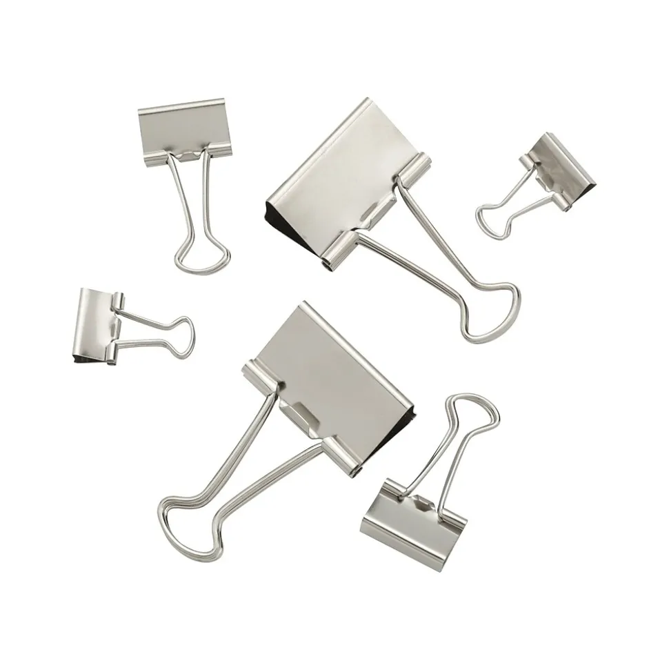 Staples Binder Clips, Assorted, Satin Silver, 30/Pack (21599)