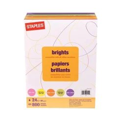 Staples® Brights 8.5" x 11" (US letter) Multipurpose Paper, 24 lbs., 800/Ream (25492)