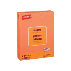 Staples Brights Multipurpose Paper, 24 lbs., 8.5" x 11", Orange, 500/Ream (20108)