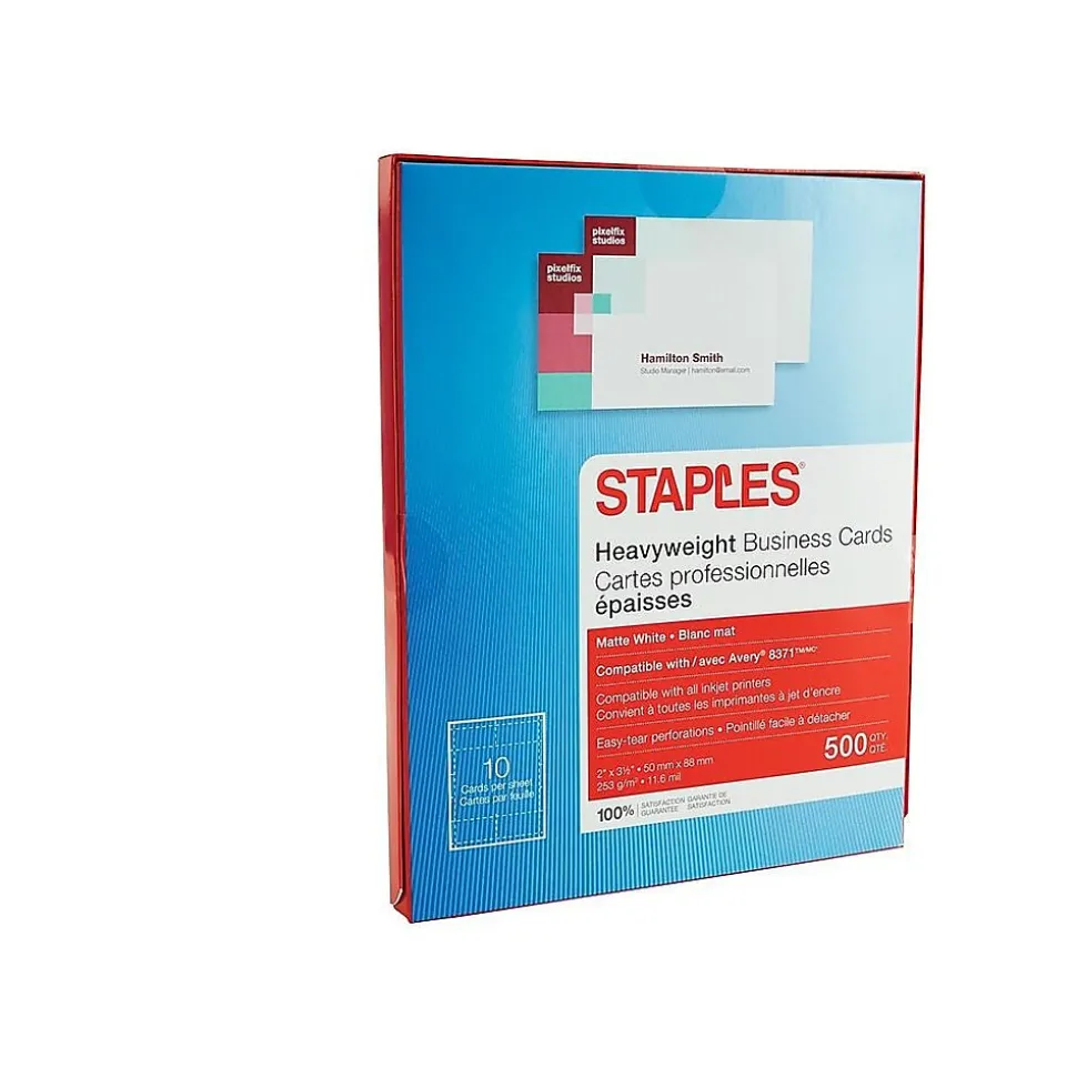 Staples Business Cards, 3.5"W x 2"L, White 500/Pack (12521)
