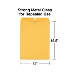 Staples Clasp & Moistenable Glue #15.5 Kraft Catalog Envelopes, 12" x 15.5", Brown, 100/Box (472902/19273)