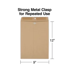 Staples Clasp & Moistenable Glue #10 Catalog Envelope, 9" x 12", Natural Brown, 100/Box (ST19964-CC)
