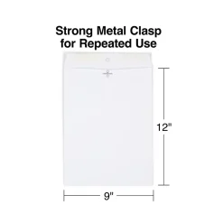 Staples Clasp Catalog Envelopes, 9"L x 12"H, White, 100/Box (570253/14210)