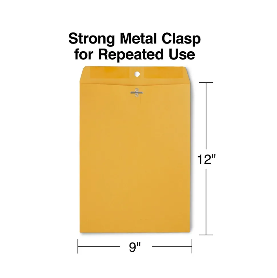 Staples Clasp Close Kraft Catalog Envelopes, 9"L x 12"H, Brown, 250/Box (487493/17242)