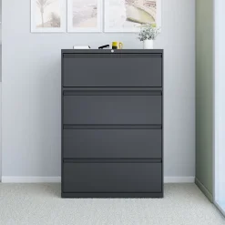 Staples Commercial 4-Drawer Lateral File Cabinet, Letter/Legal Size, Lockable, 52.5