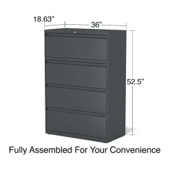 Staples Commercial 4-Drawer Lateral File Cabinet, Letter/Legal Size, Lockable, 52.5