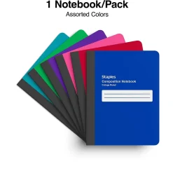 Staples® Composition Notebook, 7.5" x 9.75", College Ruled, 80 Sheets, Assorted Colors (ST54889)
