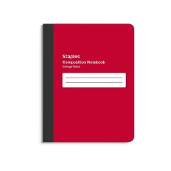 Staples Composition Notebook, 7.5" x 9.75", College Ruled, 80 Sheets, Red (ST55081)