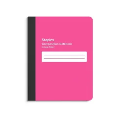 Staples Composition Notebook, 7.5" x 9.75", College Ruled, 80 Sheets, Pink (ST55084)